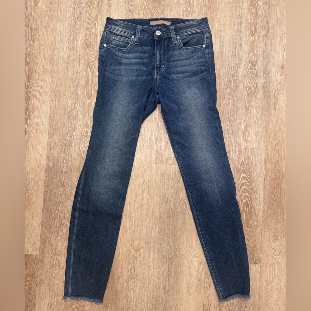 Joe’s Jeans High Rise Skinny Ankle Jeans Raw Hem Comfort Stretch Denim